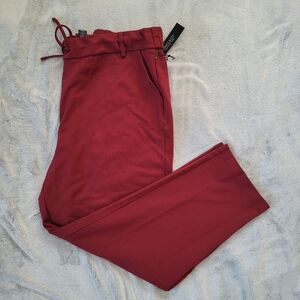 Jones New York Womens Plus Size 2X Burgundy Business Casual Pants Stretch Pullon